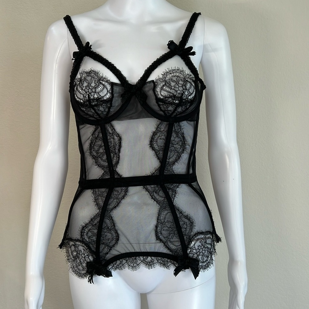Agent Provocateur Black Lace “Knickers Forever” Basque/Corsett (Size 36B)
